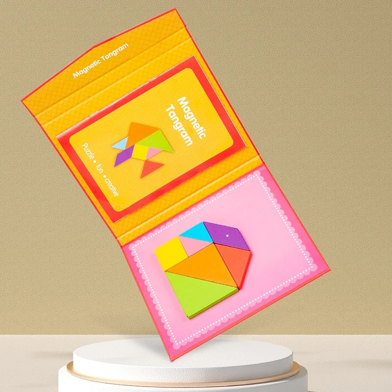Tangram magnétique éducatif dans un coffret compact et coloré
