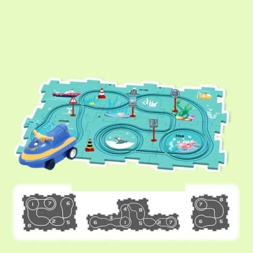 🚤  Circuit Puzzle Maritime 4 pieces avec Bateau Électrique 🌊