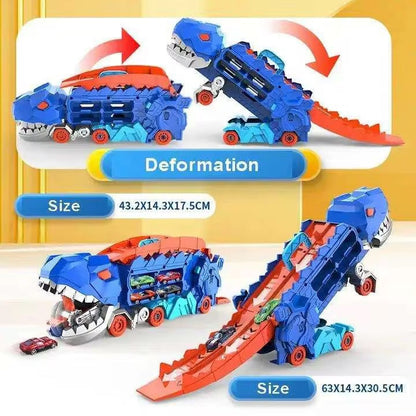 Camion Dinosaure avec Piste de Course Double – Coffret 4Voitures Inclus