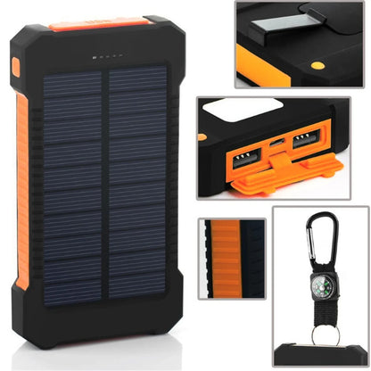 Chargeur solaire - Power Bank avec lampe torche LED intégrée pour tous les téléphones portables et appareils électroniques