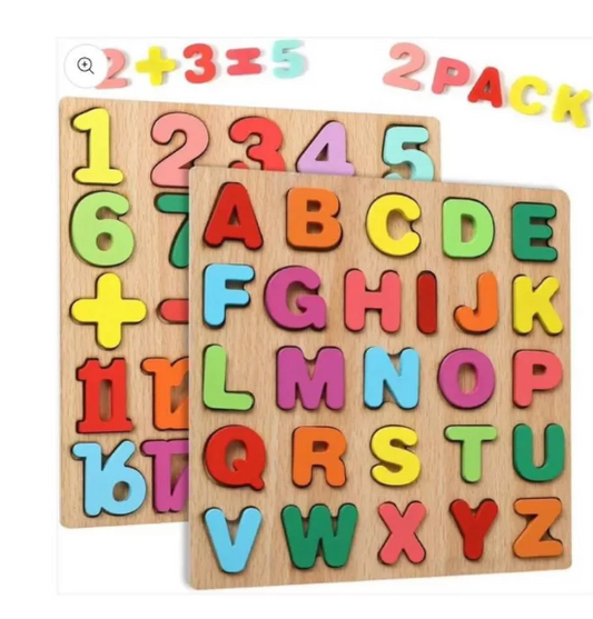 Lot de deux planche puzzle chiffre &  lettre