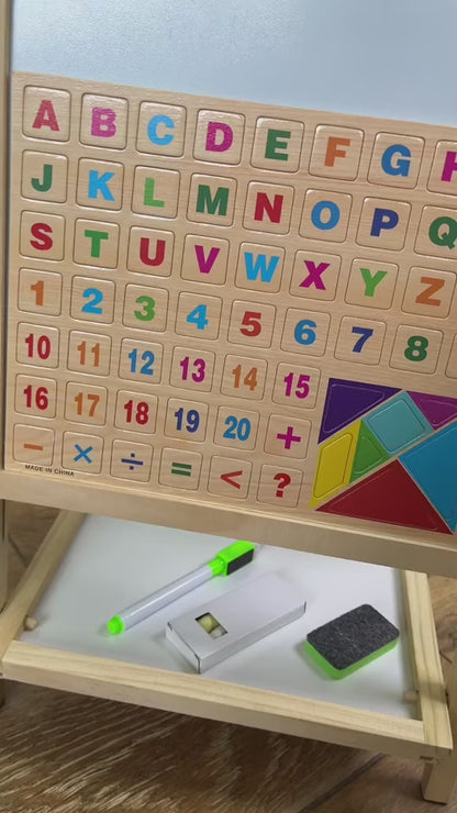 Tableau Magnétique Éducatif en Bois – Apprendre en s’Amusant ! Double face