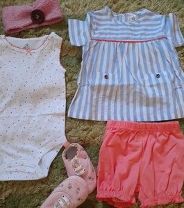 Ensemble 3 pièces fille bleu saumon
