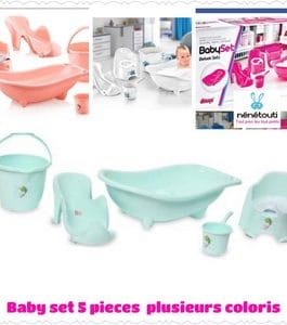 Set bassine transat de bain 5 pièces plusieurs coloris disponible