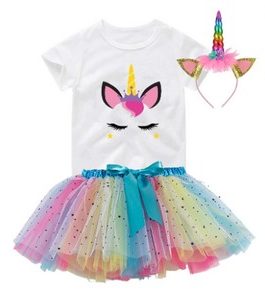 Tenue anniversaire Girl  multicolore avec couronne