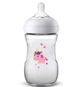 Biberon Natural Licorne /flamant rose pour fille  , 260ml