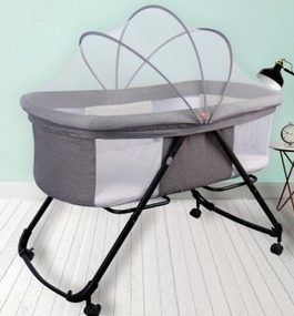 Berceau bébé pliable avec moustiquaire et roue 106*92*55cm- 5 couleurs