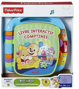 Fisher-Price Livre Interactif Comptines, Jouet Musical d’Fisher-Price – Livre Interactif Comptines – Livre bébé – 6 mois et +