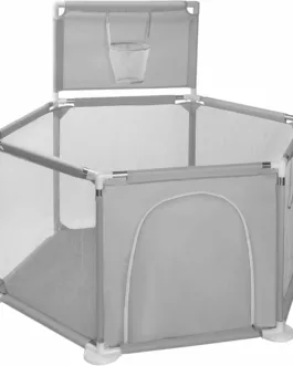 Parc de jeux pliable avec panier 130cmx 110cmx 65 cm Bleu-Rose -Gris  sans ballons