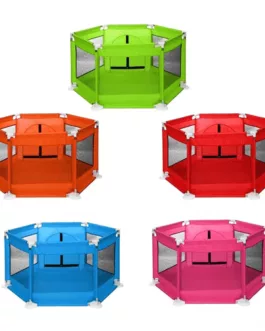 Parc de jeux pliable avec panier 130cmx 110cmx 65 cm Bleu-Rose -Gris  sans ballons