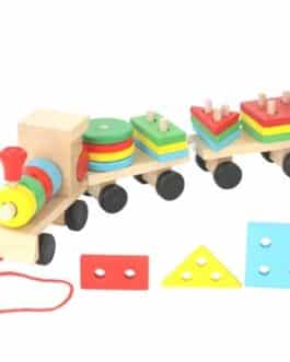 Montessori Le Train de Blocs en Bois