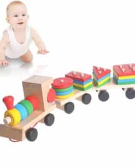 Montessori Le Train de Blocs en Bois