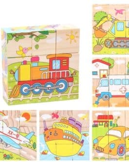 Montessori Puzzle 3D à six faces, cubes, jouets en bois pour enfant, 1 pièce, neuf blocs