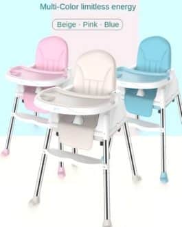 Chaise haute multi-fonction BEIGE Infantile 3 En 1 , réglable en hauteur 2 position, avec roues, 3 coloris