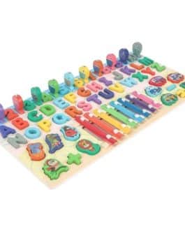 Jeu educatif , tableau alphanumérique en bois pour enfants, bloc , planche puzzle pêche, balafon