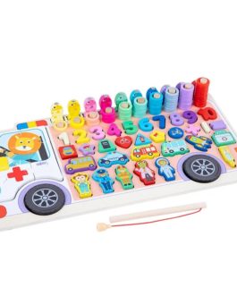 Jouet Puzzle Montessori en Bois 8 en 1 , bus