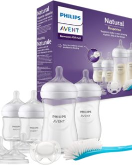 Philips Avent Kit biberons pour nouveau-né – 4 biberons, 2 tétines, sucette ultra-douce et goupillon, pour les bébés âgés de 0 à 12 mois (modèle SCD838/13)