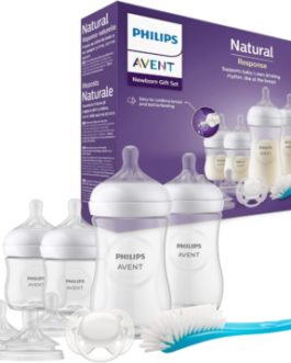 Philips Avent Kit biberons pour nouveau-né – 4 biberons 2 tétines, sucette ultra-douce et goupillon, pour les bébés âgés de 0 à 12 mois (modèle SCD838/13)