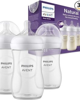 Philips Avent Lot de 3 biberons à Réponse Naturelle de 260 ml sans BPA, pour les bébés de 1 mois et + (modèle SCY903/03)