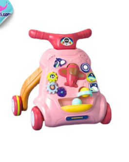 Trotteur Avec Mini Avion Rouge Rose