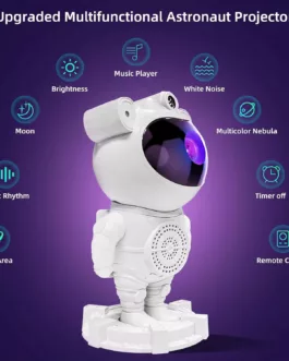 Projecteur Astronaute LED Galaxy – Veilleuse & Haut-Parleur Bluetooth avec Télécommande
