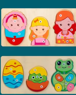 puzzles en bois numérotés,  3 mini puzzle , plusieurs  themes disponible