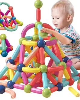 🧲 64 bâtonnets magnétiques et sphères de connexion Blocs de construction magnétiques XXL