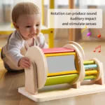 🎡 Jouet Montessori en Bois – Rouleau Sensoriel & d’Éveil