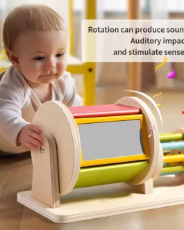 🎡 Jouet Montessori en Bois – Rouleau Sensoriel & d’Éveil