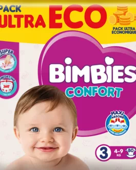 Bimbies Confort PACK Ultra Eco Midi 80 pcs , TAILLE 3 (4-9KG)