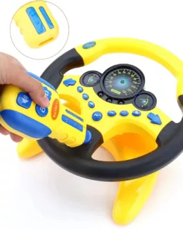 Simulateur de conduite interactif avec volant jaune, sons et lumières