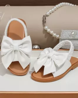 Sandales Fille Élégantes avec Grand Nœud  Blanc pointure 21-28