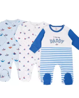 👶 Lot de 3 Grenouillères Bébé – Douces, Pratiques et Adorables 0 a  9 mois