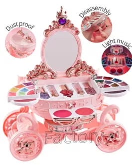 Coiffeuse Carrosse Princesse avec Maquillage – Trousse Musicale et Lumineuse pour Enfants