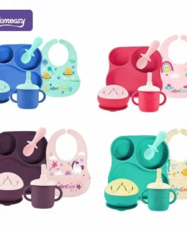 🍼 Set de Repas en Silicone pour Bébé – Complet, Pratique et 100% Sûr – Marque Momeasy