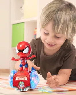 💚Voiture Toupie Spiderman – Jouet Lumineux et Musical pour Enfants