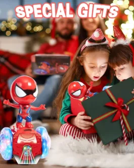 💚Voiture Toupie Spiderman – Jouet Lumineux et Musical pour Enfants
