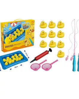 🎣 Jeu de Pêche aux Canards – Bassin Gonflable + Cannes à Pêche + Canetons Jaunes